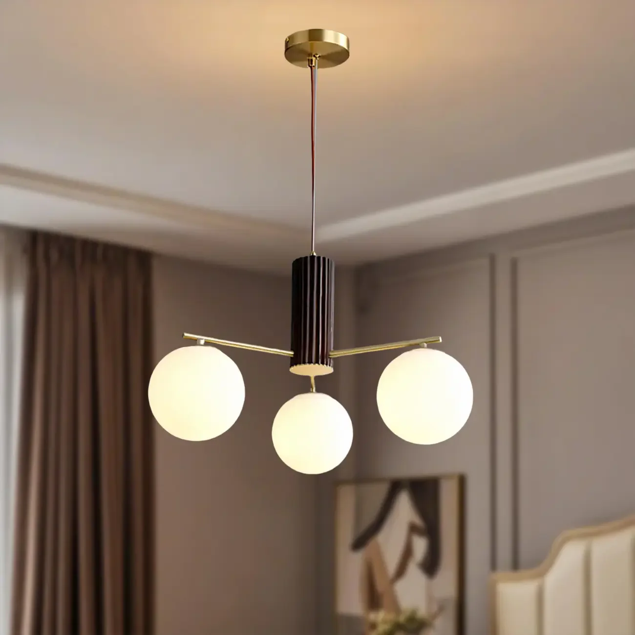 Minimalist Adjustable Globe Pendant Light with White Shade