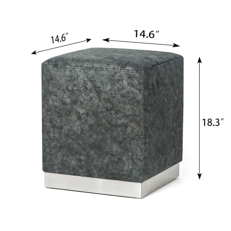 Adeco Ottoman Footrest Vanity Stool Gold Trim Footstool