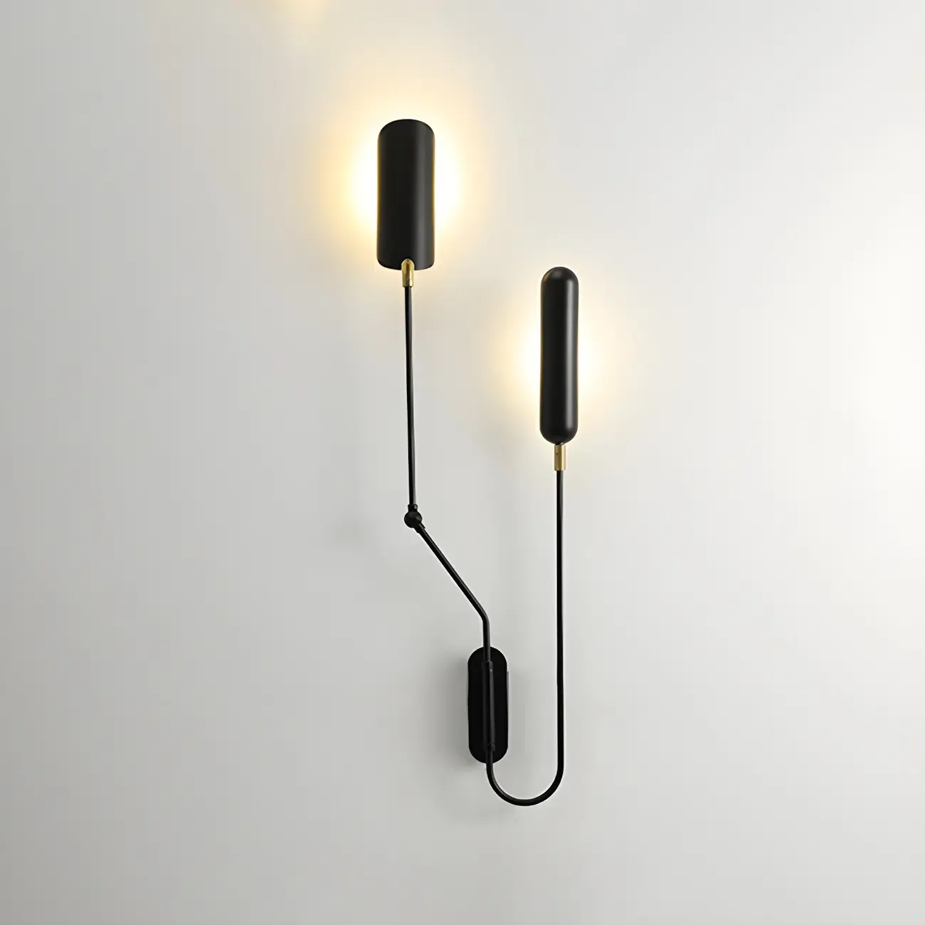 Modern Black Metal 2-Light Swing Arm Wall Light