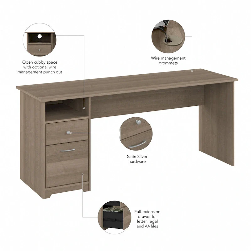 Cabot 72W Home Office Computer Desk with Drawers by Bush Furniture