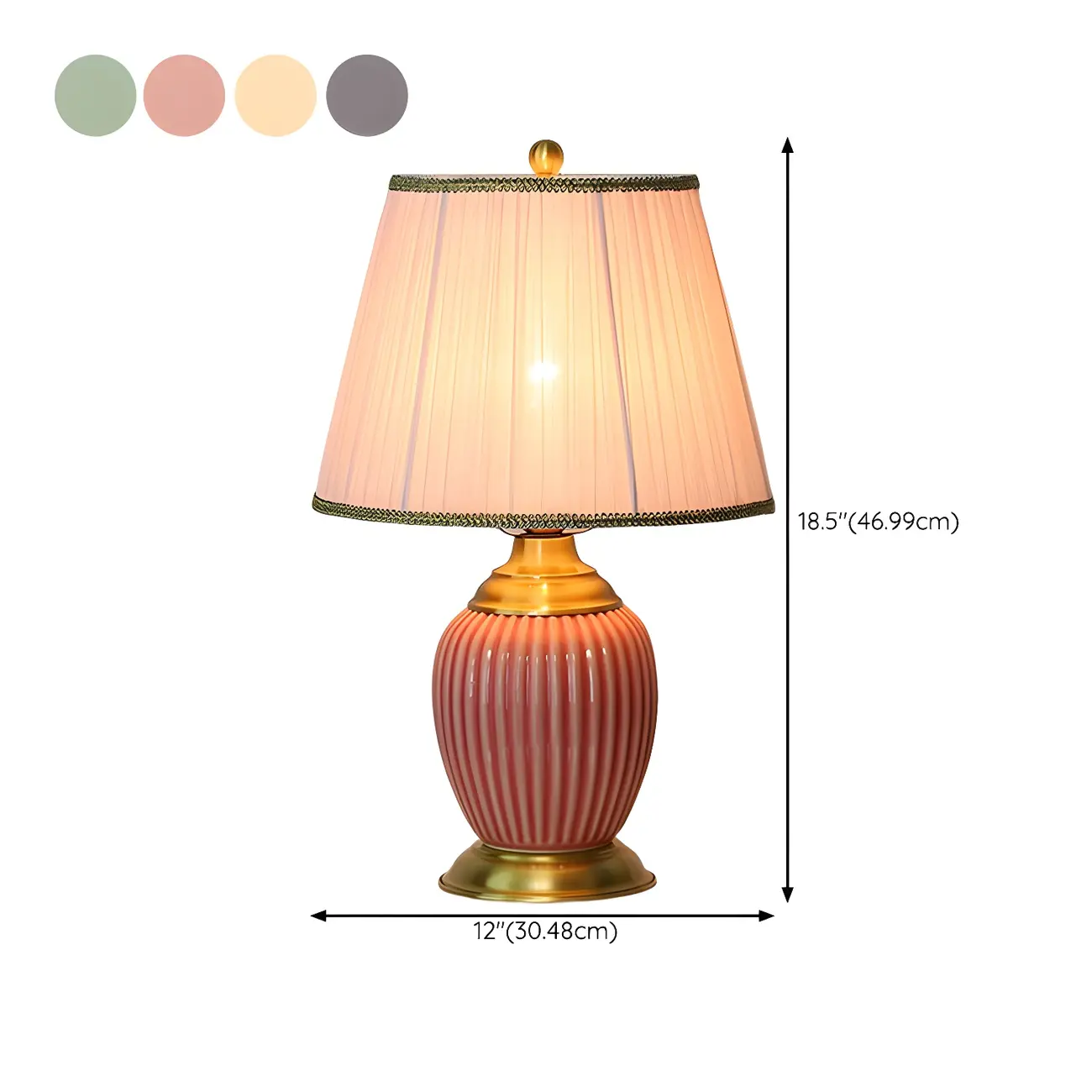 Plug-In Elegant Ceramic LED Table Lamp with Fabric Shade