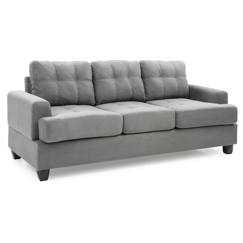 Sandridge 79 in. W Flared Arm Microfiber Straight Sofa - 34L x 79W x 36H