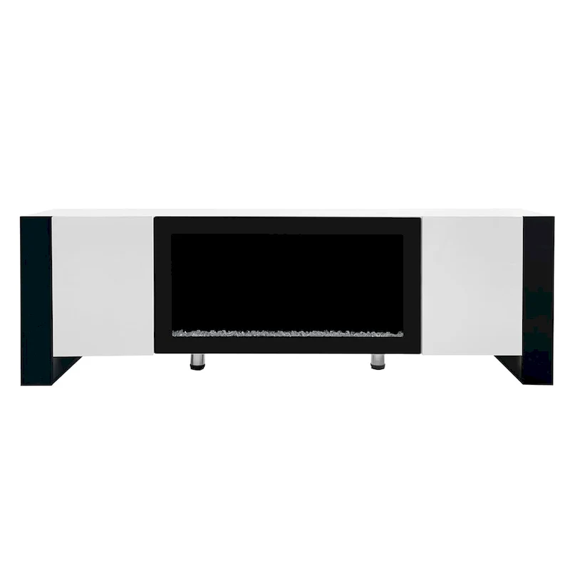 Modern TV Stand with 34.2 Non-heating Electric Fireplace and Cabinets