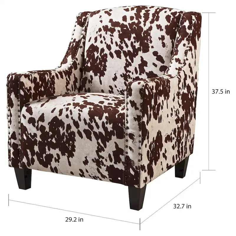 Elysabeth Cow Print Velvet Club Chair by Christopher Knight Home - 32.75L x 29.25W x 37.5H