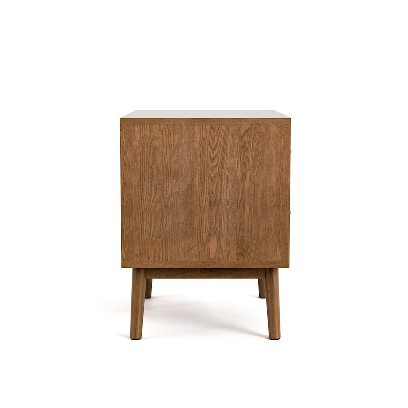 Furniture of America Beau Midcentury Walnut 2-Drawer Nightstand