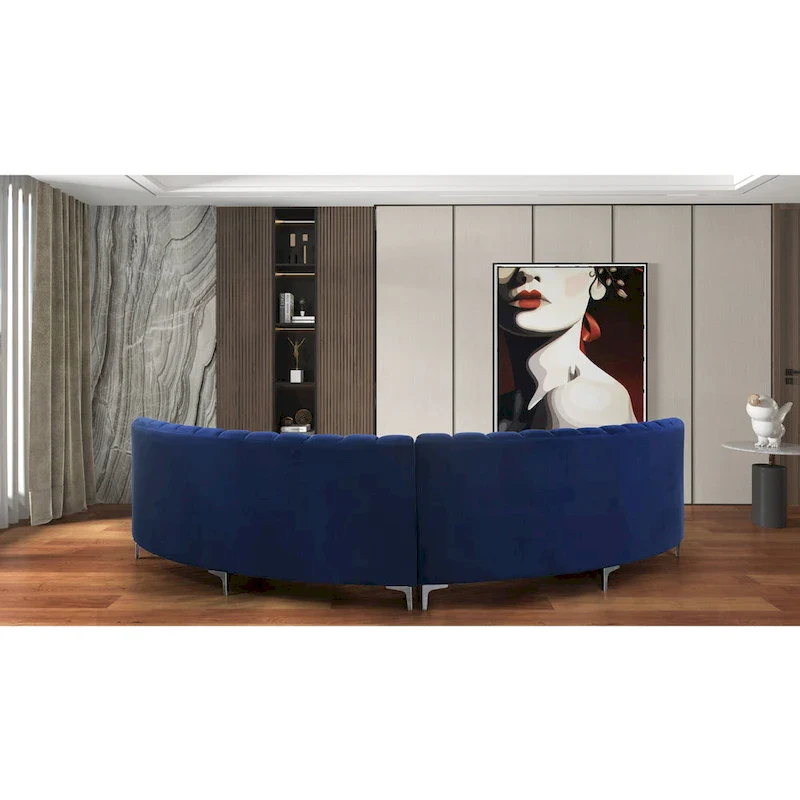 142 Velvet Fabric Curve Sectional Sofa - 142