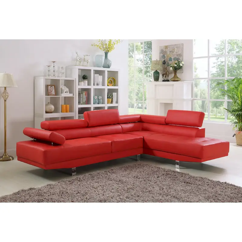 GTU Furniture L Shape Faux Leather Living Room Sectional Sofa Set with Right Facing Chaise