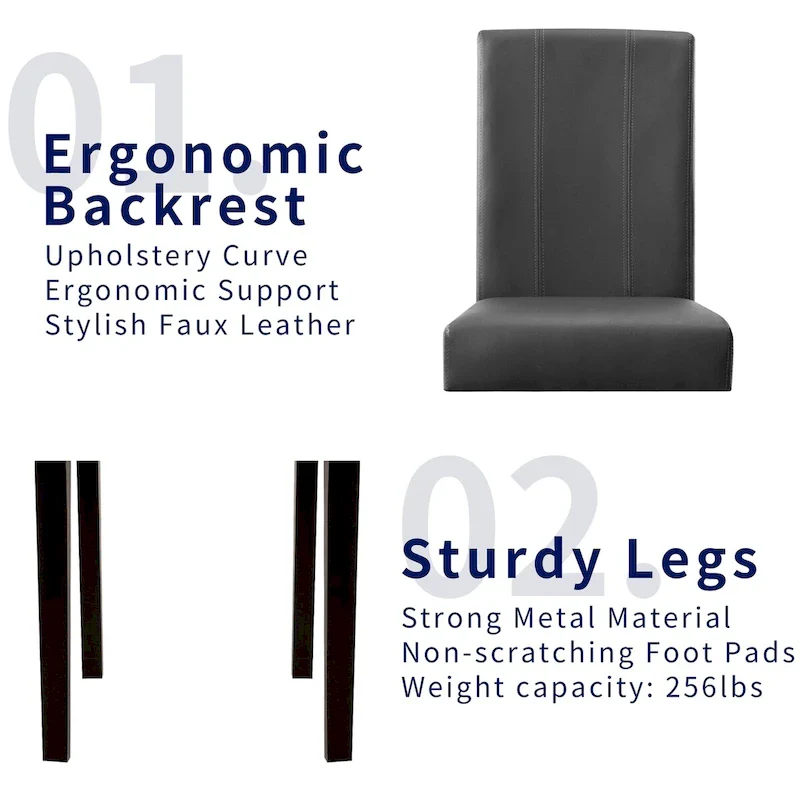 Subrtex(Set of 2)Faux Leather Parsons Upholstered Dining Chair