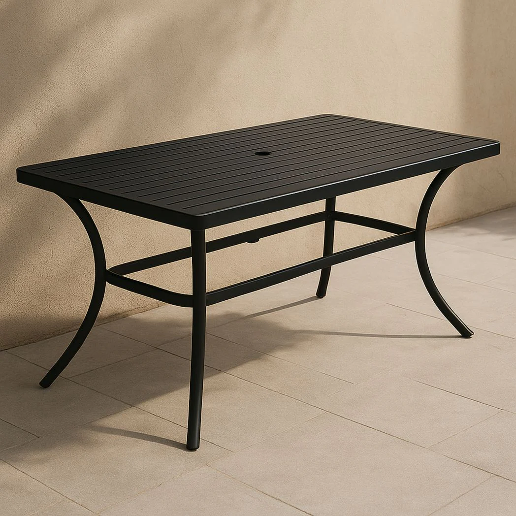 Table de jardin rectangulaire en aluminium noir 152 x 96 x 76 cm
