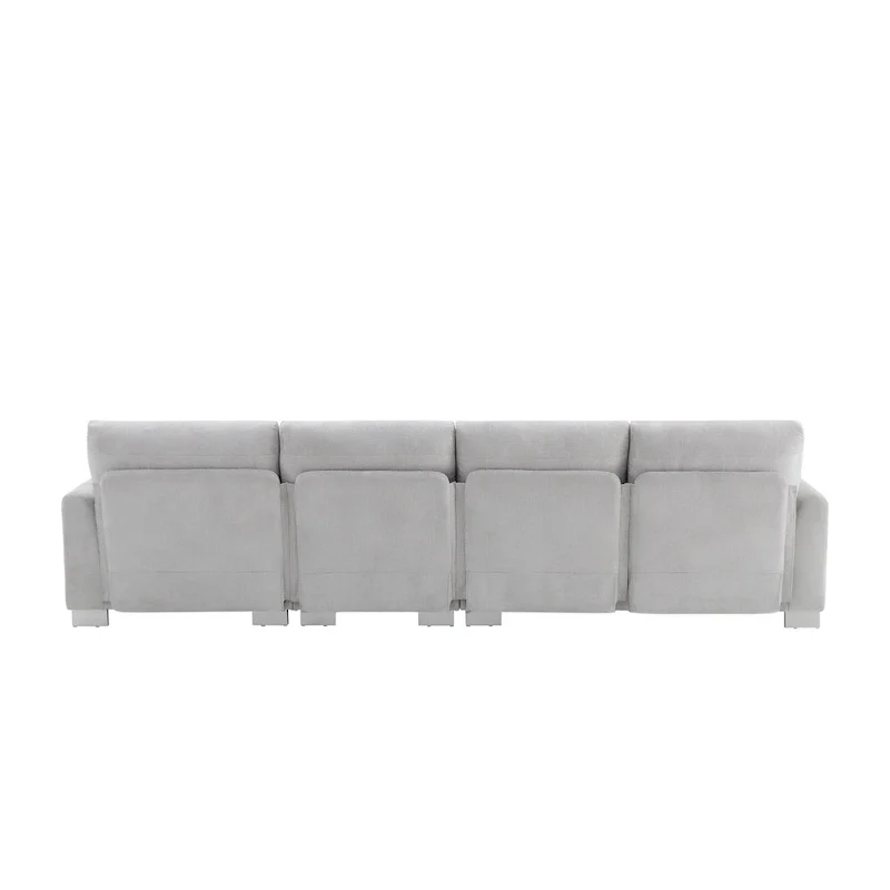 119  Chenille L-Shaped Sectional Sofa with Chaise Lounge and 2 Pillows
