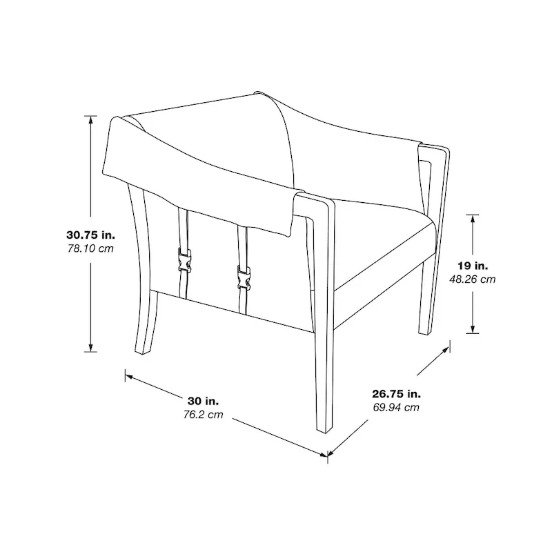 Brown Faux Leather Sling Accent Chair with Buckle Design