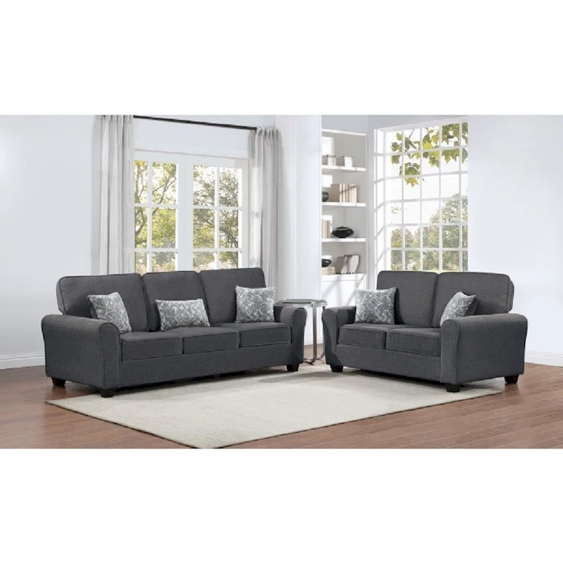 2Pc Chenille Upholstered Sofa Set w/ Pillows Living Room Couch Loveseat