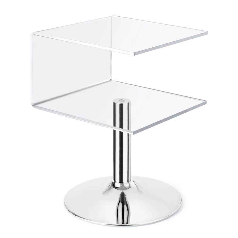 C-Shaped Double-Layer Acrylic Side Table, 23.6H x 15.8W x 15.8L Inches