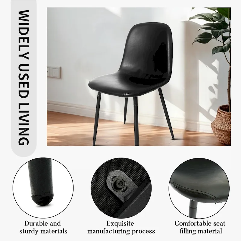 Modern Upholstered Dining Chair in Faux Leather