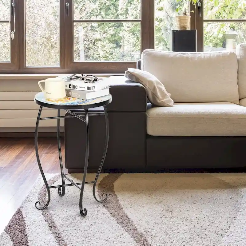 Cement Round Mosaic Bistro Table Coffee Table