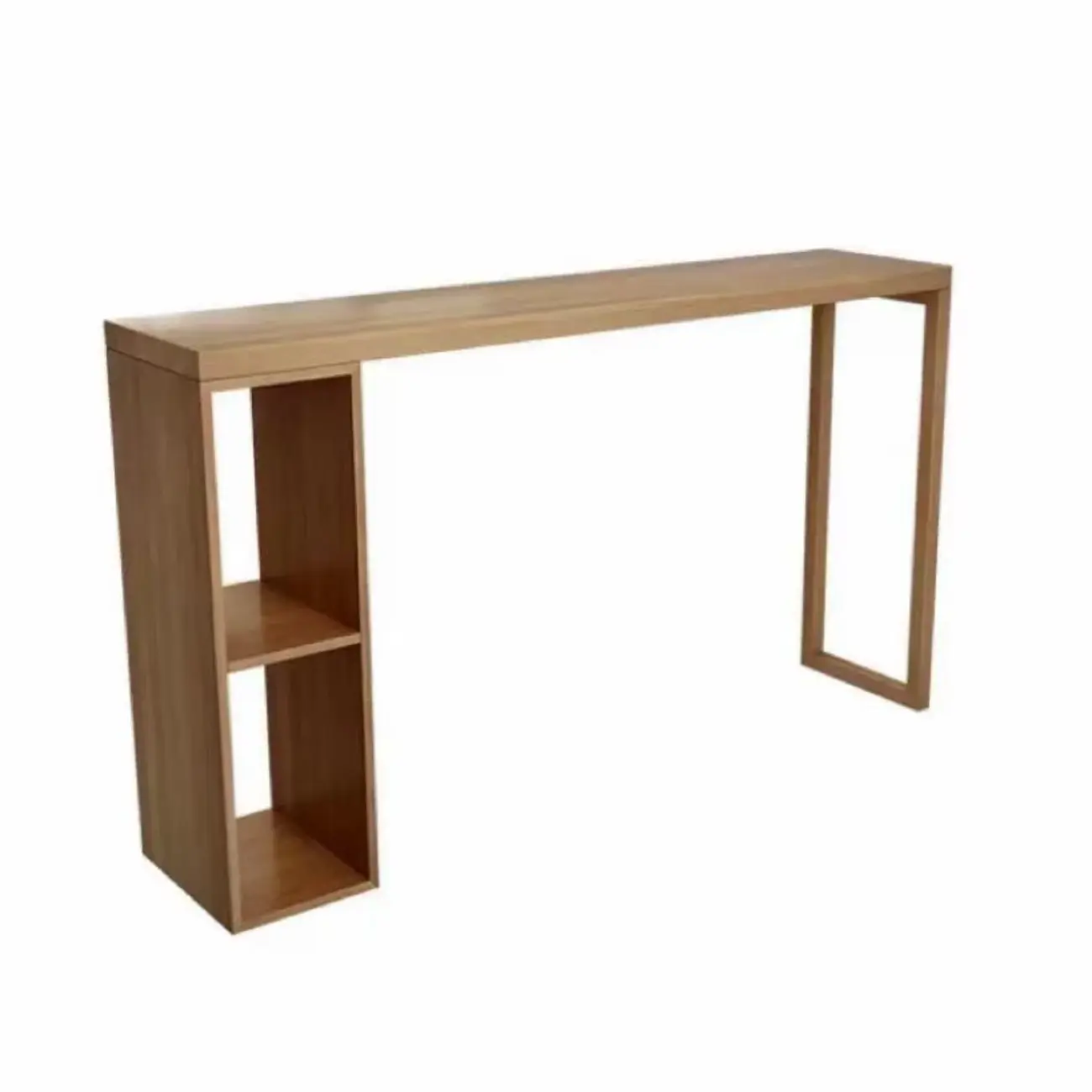 Scandinavian Brown Pine Fixed Storage Bar Tables