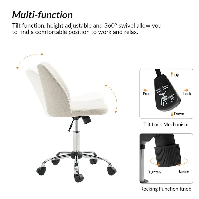Sergio Modern Armless Office Chair with Mental Leg by HULALA HOME