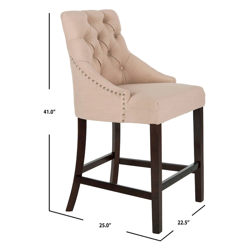 SAFAVIEH Dottie 26-inch Tufted Wing Back Counter Stool - Grey / Espresso (Set of 2) - 22.5  x 25  x 41  - 22.5  x 25  x 41