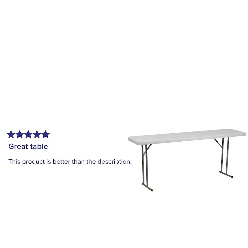 6-Foot Rectangular Granite White Plastic Folding Training Table