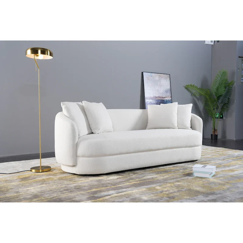 Haas Japandi Style Luxury Modern Boucle Fabric Curved Sofa