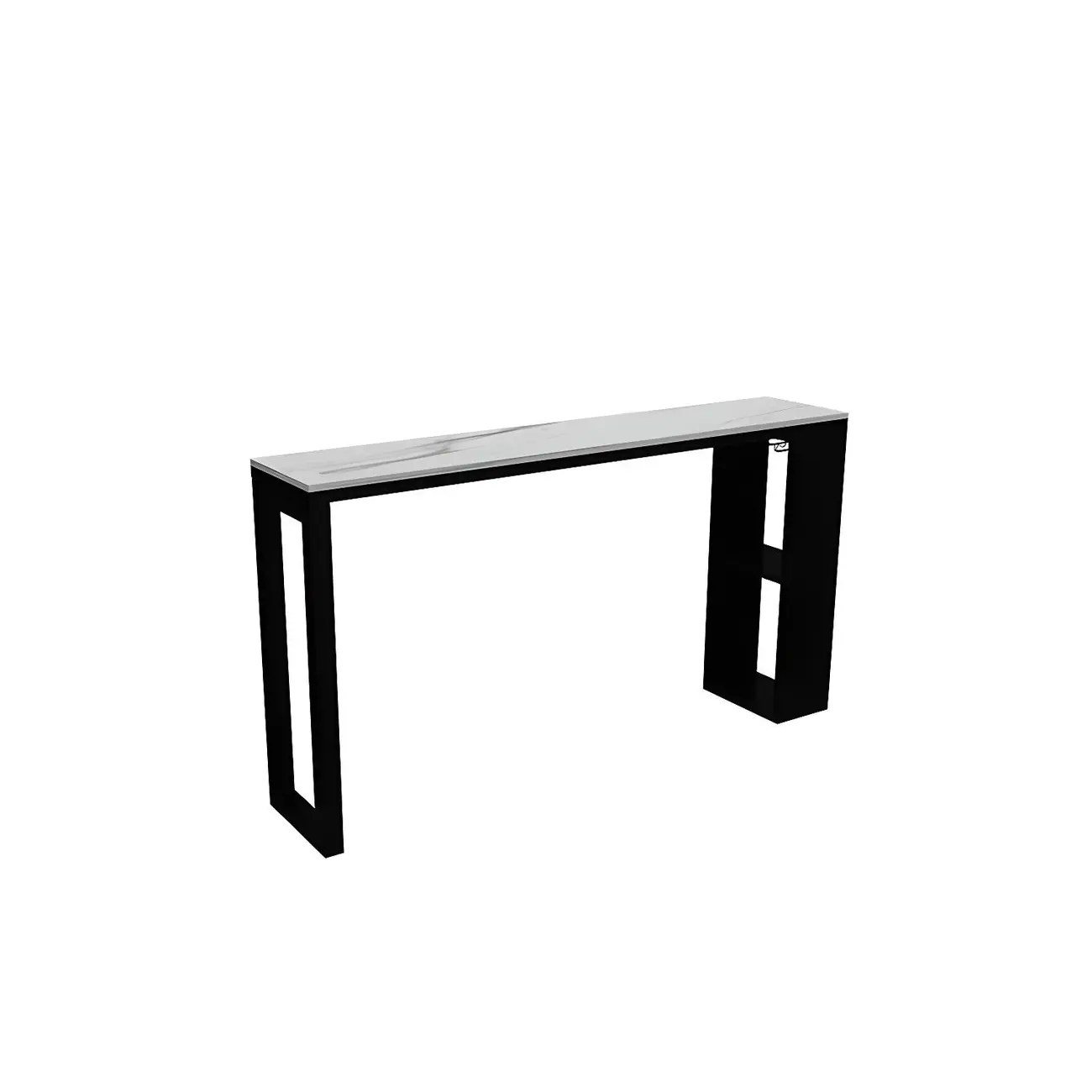 Modern Stone Top Metal Shelves Bar Table with Cup Holder