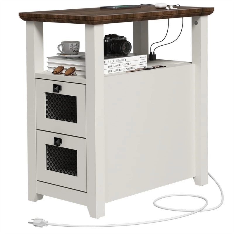 End Table with Charging Station - 13.78D x 23.6W x 24.8H