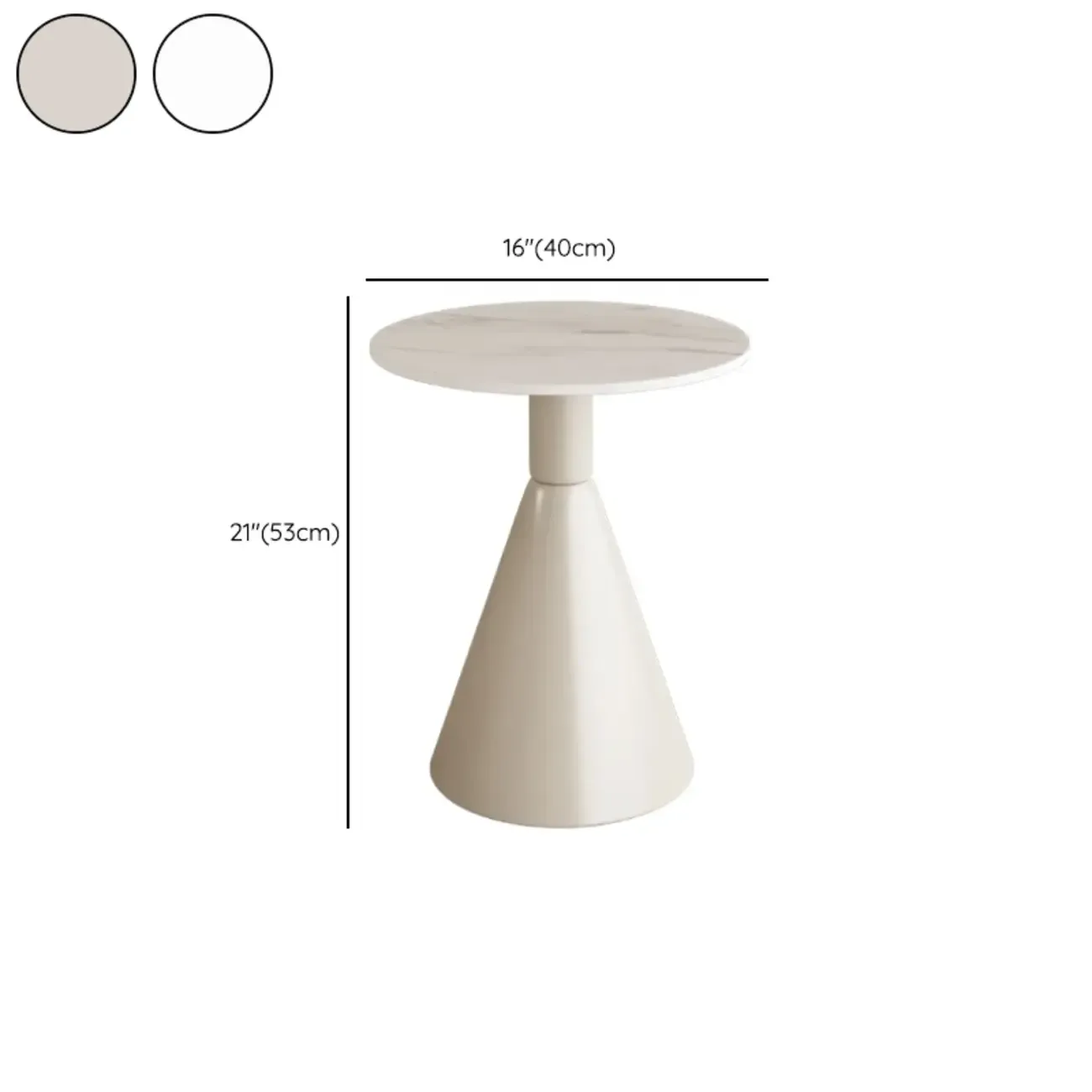 Modish Stone Round End Table with Metal Base