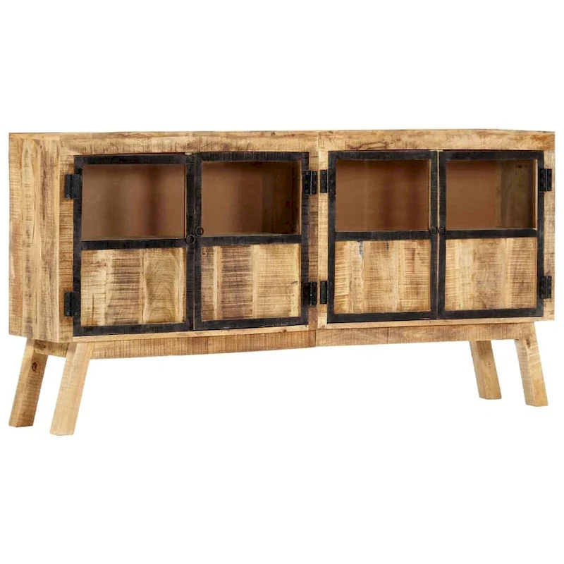 Sideboard Brown and Black 63x11.8x31.5 Solid Rough Mango Wood