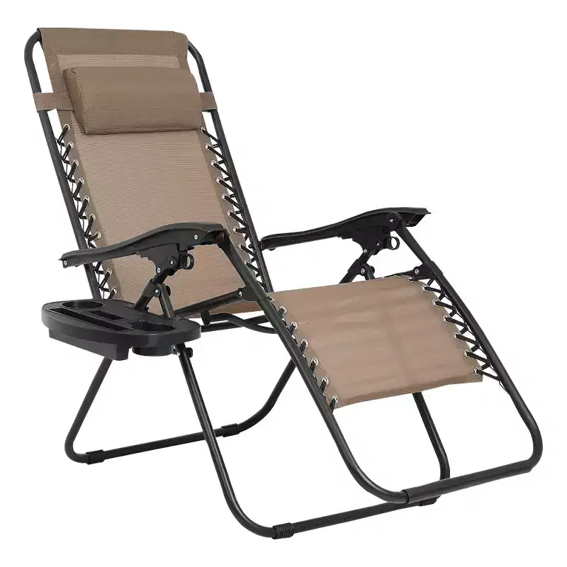 FDW Foldable Zero Gravity Chair Lounge Patio Chaise with Cup Holder Tray