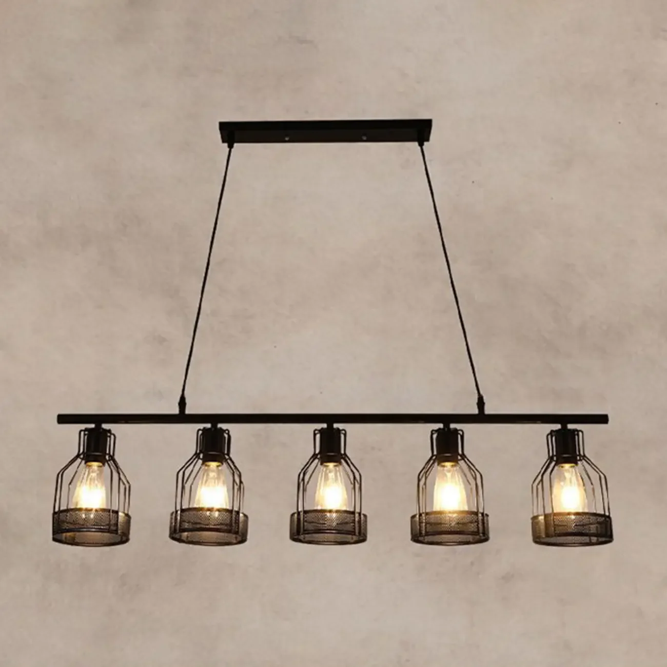 Industrial 4-Light Black Metal Bottle Pendant Light