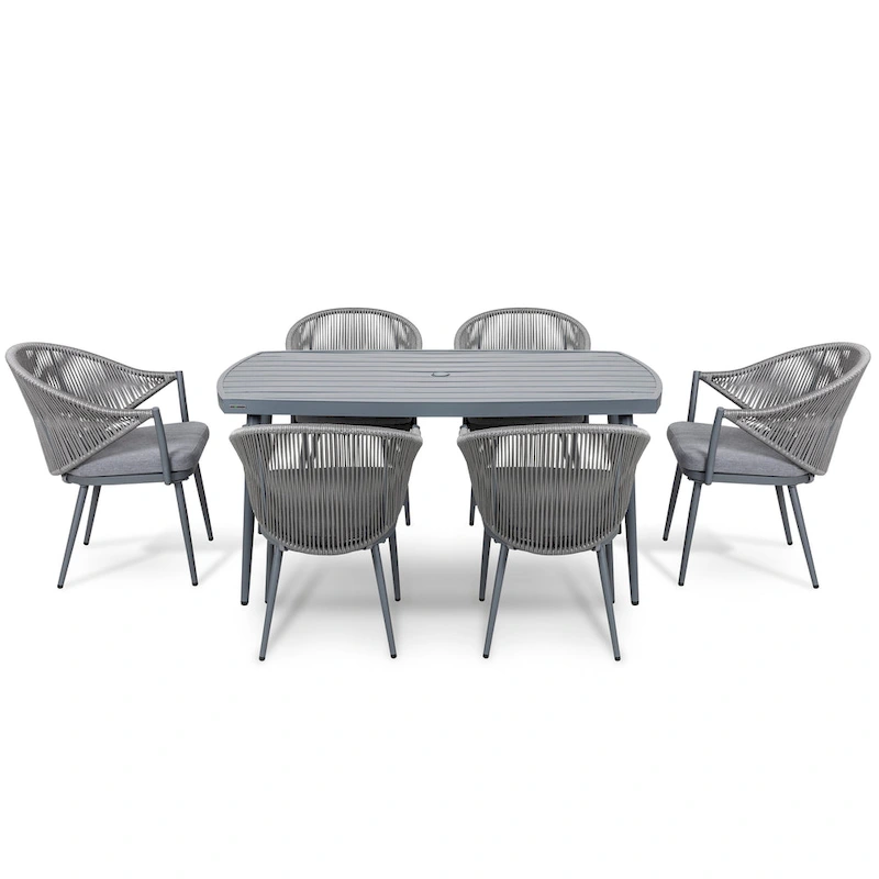 Outdoor Aluminum 7-piece Dining Set With Cushions - 7 PCS