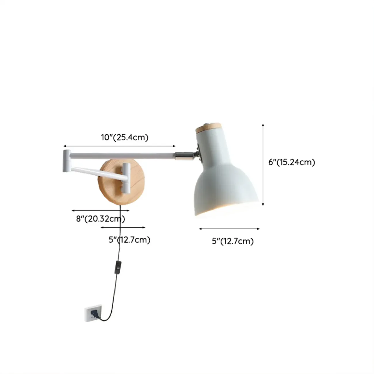 Modern White Adjustable Swing Arm Wall Light