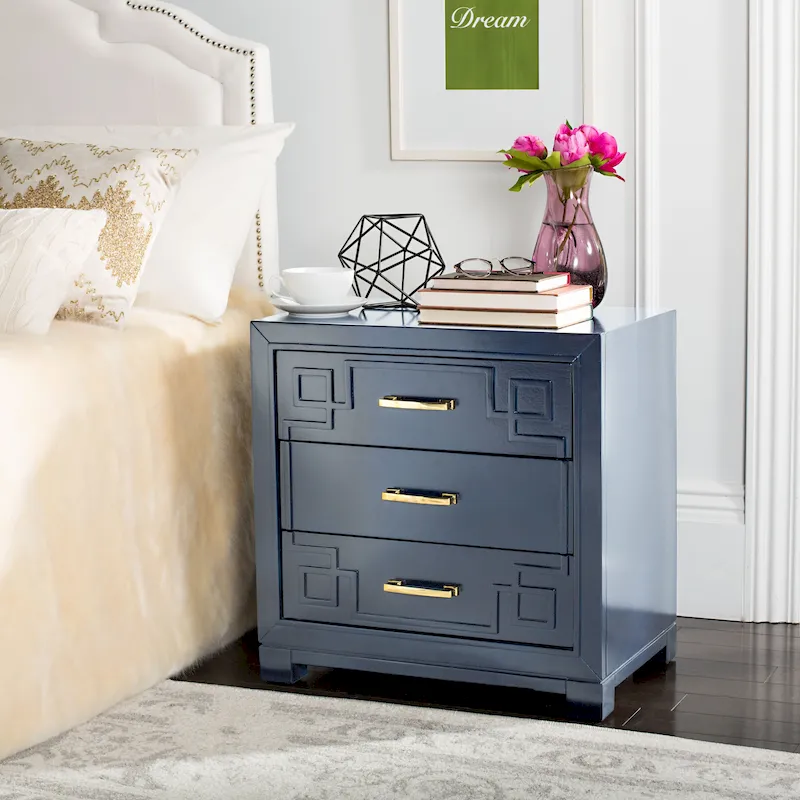 Caren 3-Drawer Greek Key Nightstand
