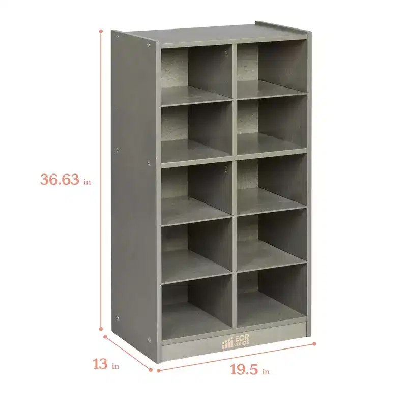 ECR4Kids 10 Cubby Mobile Tray Cabinet and 10 Scoop Front Bins, 5x2, Kids Furniture