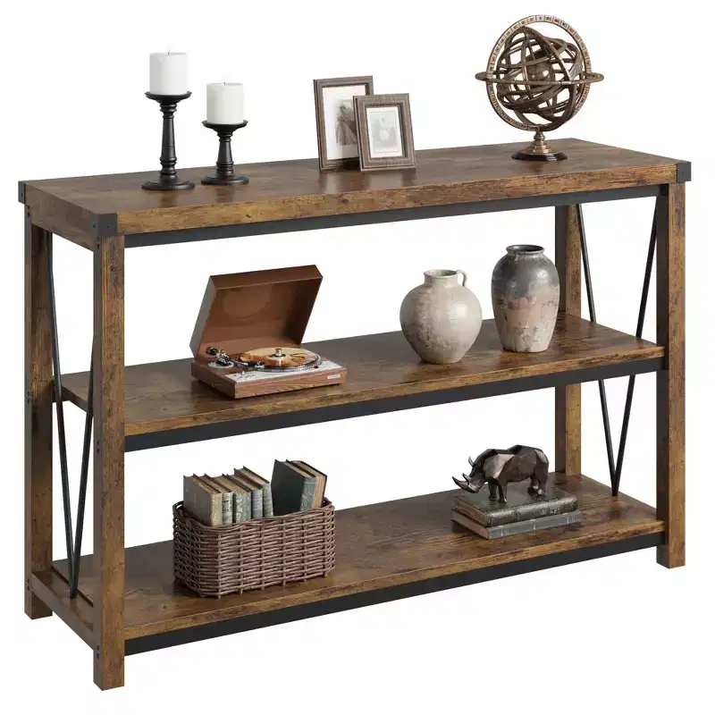 47 Farmhouse Console Table,2-Tier Wood Entryway Sofa Table,Spacious Storage Shelves for Living Room, Hallway, Foyer