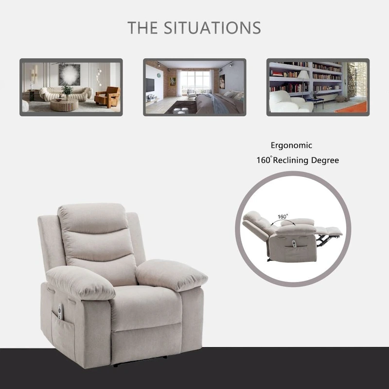 Power Recliner Chair with Adjustable Massage Function