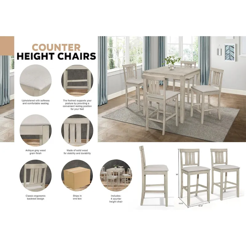 Clean-lines 5-piece Counter Height Dining Set