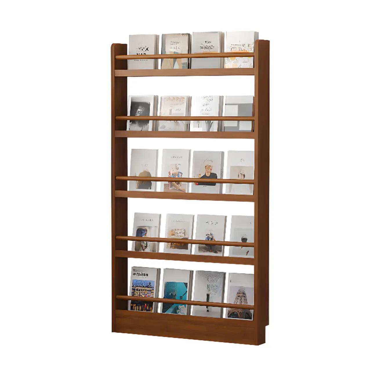Rustic Brown Oak Bookcase Open Rectangular BookShelves