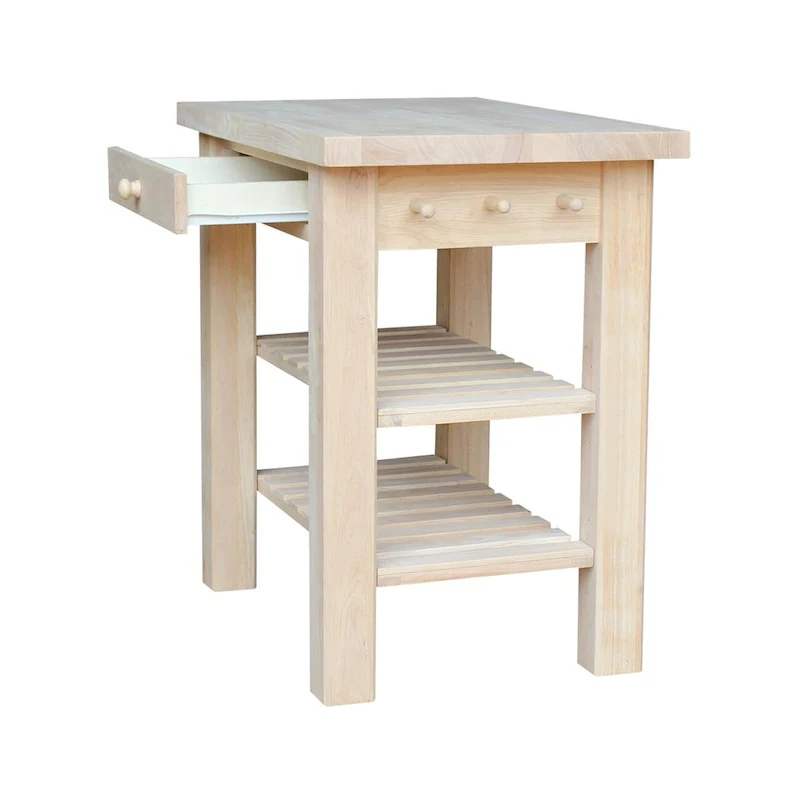 Heavenly Winds Unfinished Solid Parawood Kitchen Island