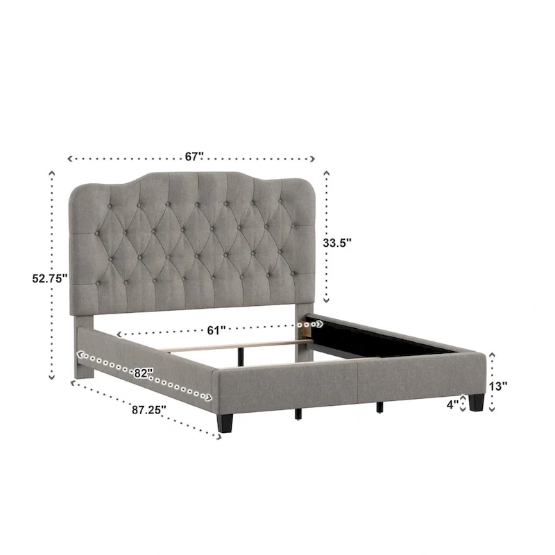 Ginny Adjustable Diamond-tufted Camel Back Bed by