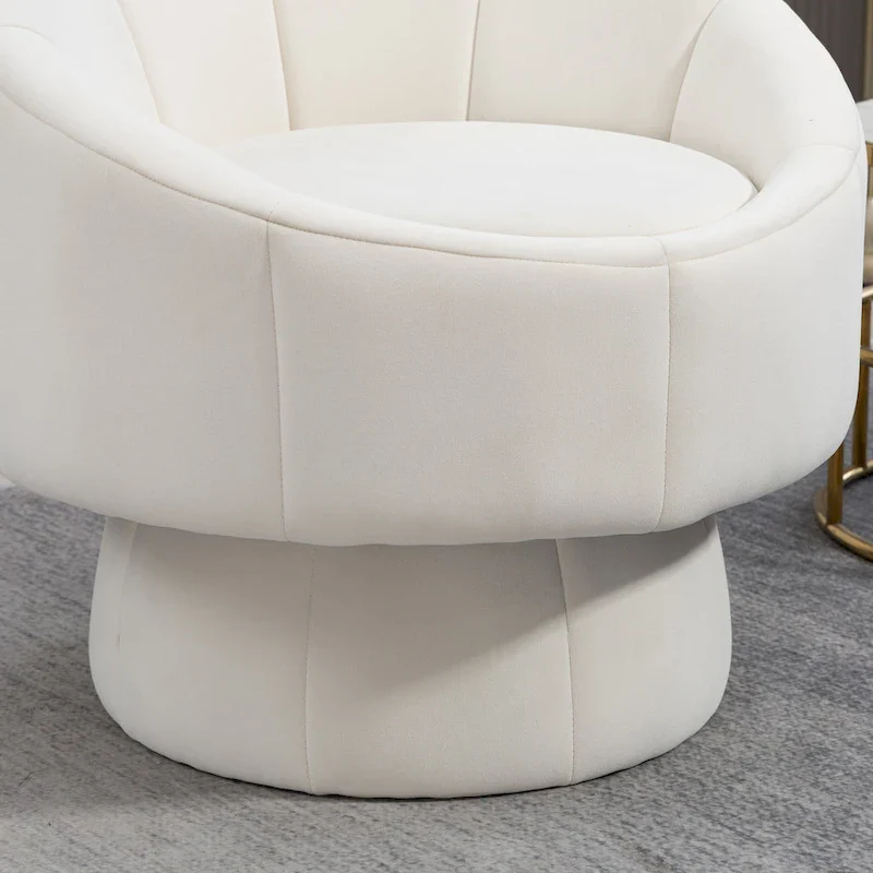 Modern 28.75 Velvet Upholstered 360 Swivel Accent Chair with Wood Frame and Waist Cushion