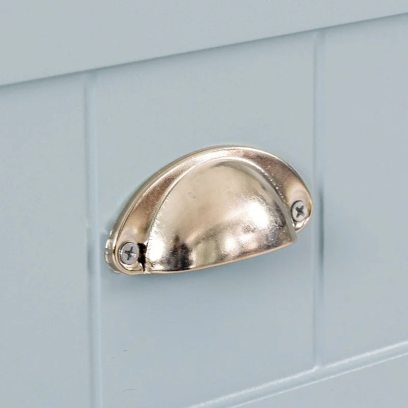 Modern Drawer Dresser with Solid Wood Frame and Retro Shell Handle