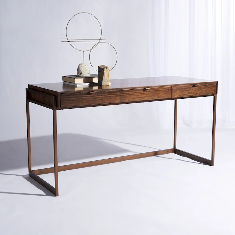 SAFAVIEH Couture Radunka 3-Drawer Smoked Eucalyptus Writing Desk