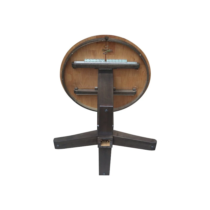 36 in Round Top Pedestal Counter Height Dining Table with 12 in Leaf