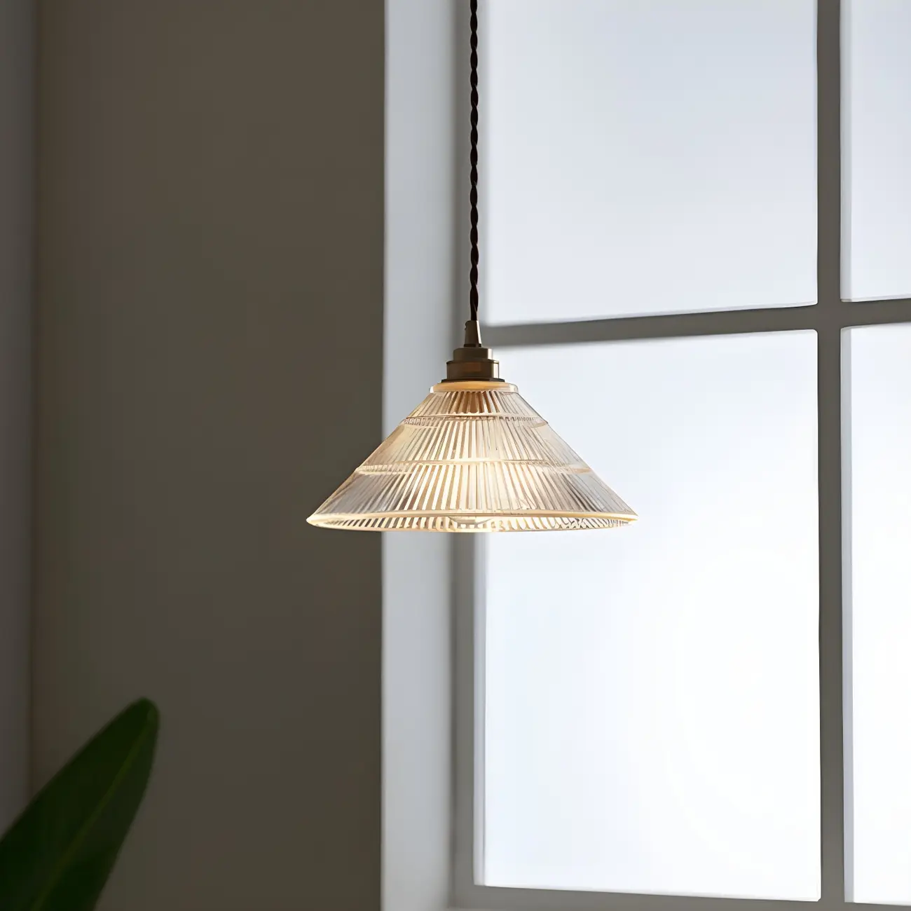 Industrial Clear Glass Cone Pendant Light Fixture