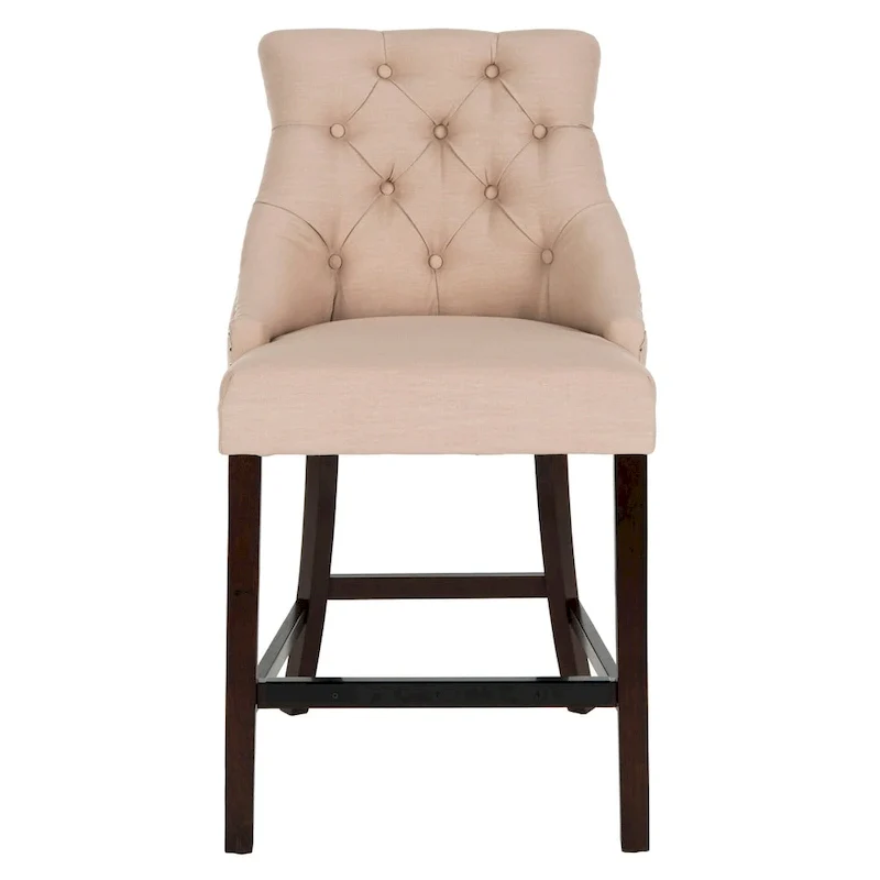 SAFAVIEH Dottie 26-inch Tufted Wing Back Counter Stool - Grey / Espresso (Set of 2) - 22.5  x 25  x 41  - 22.5  x 25  x 41