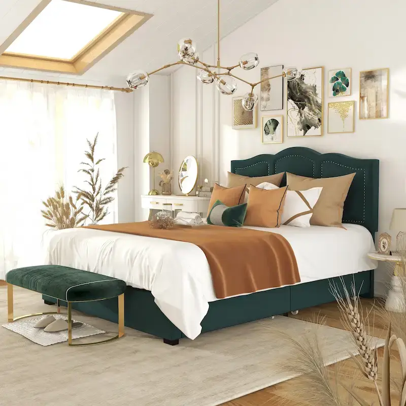 Dustir Art Deco Upholstered 4-drawer Platform Storage Bed