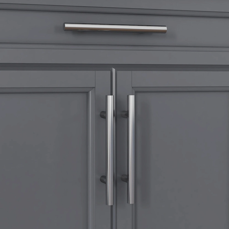 Kitchen Island on Wheels, Rolling Kitchen Cart with Stainless Steel Countertop, Drawer, Towel Rack and Spice Rack