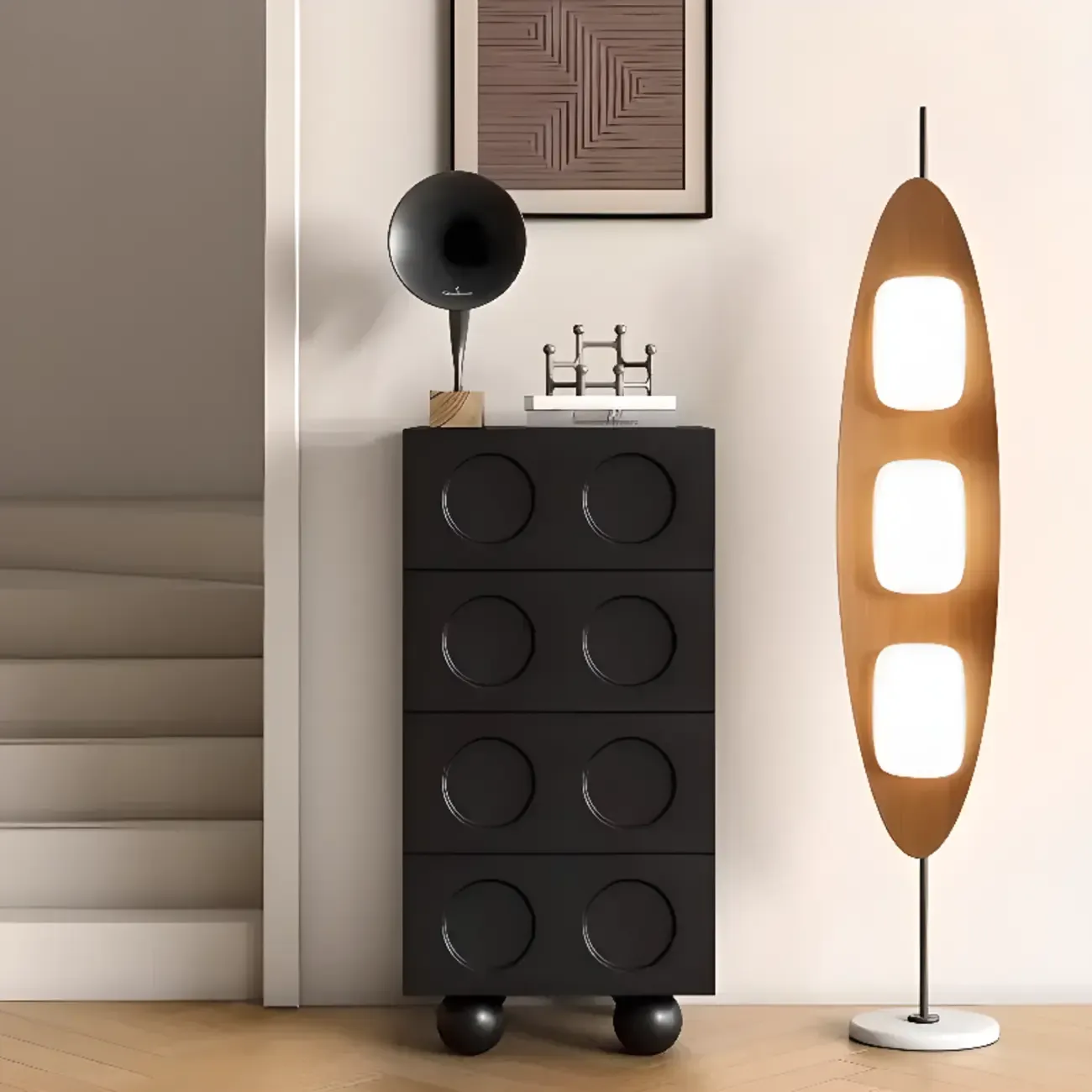 Trendy Midnight Black Lumber Storage Chest for Living Room