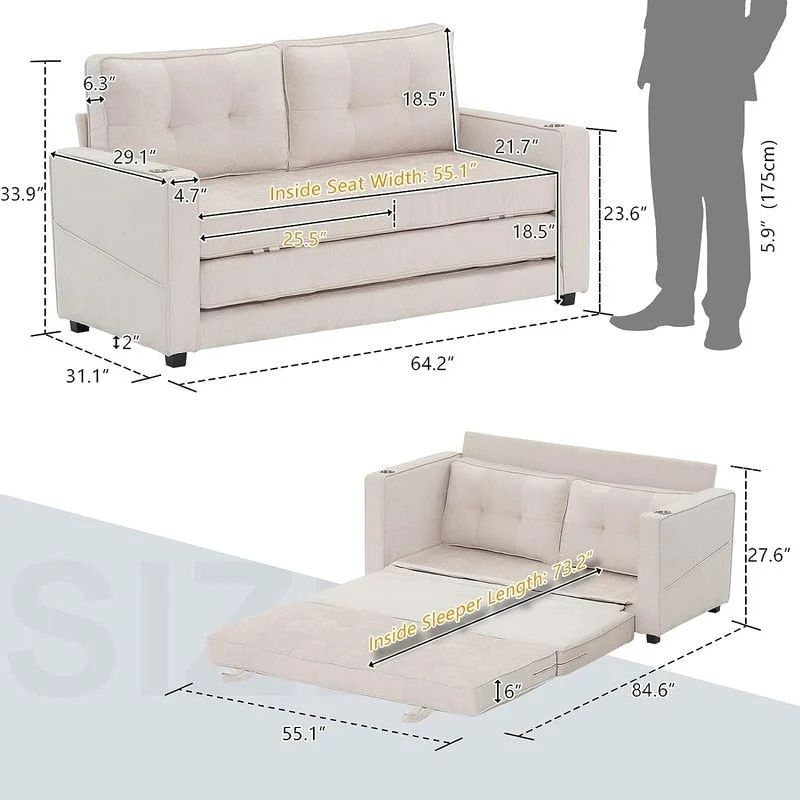 VINGLI Loveseat Sleeper